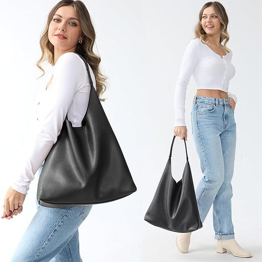Bags for Women Soft Vegan Leather Shoulder Handbag Slouchy Tote Purses